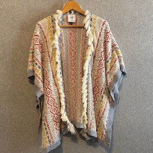 CAbi Love Carol Siesta Knit Fringe Poncho Cardigan size XS/S